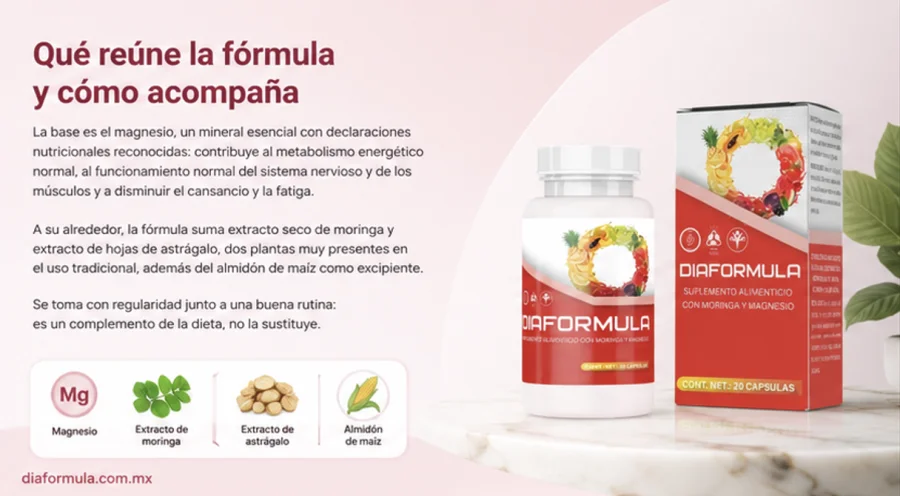 Diaformula — cápsulas con magnesio y extractos de moringa y astrágalo