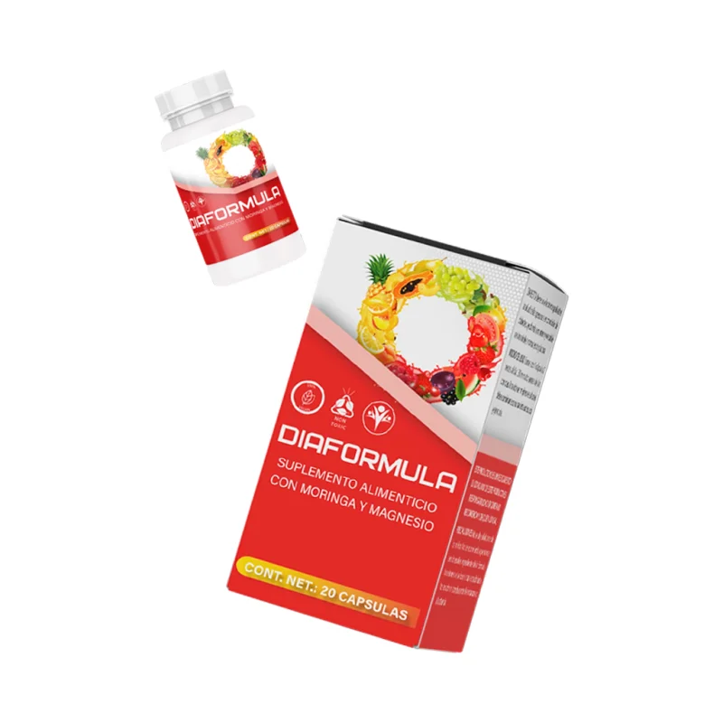Diaformula — frasco y caja del suplemento en cápsulas de apoyo al equilibrio del azúcar